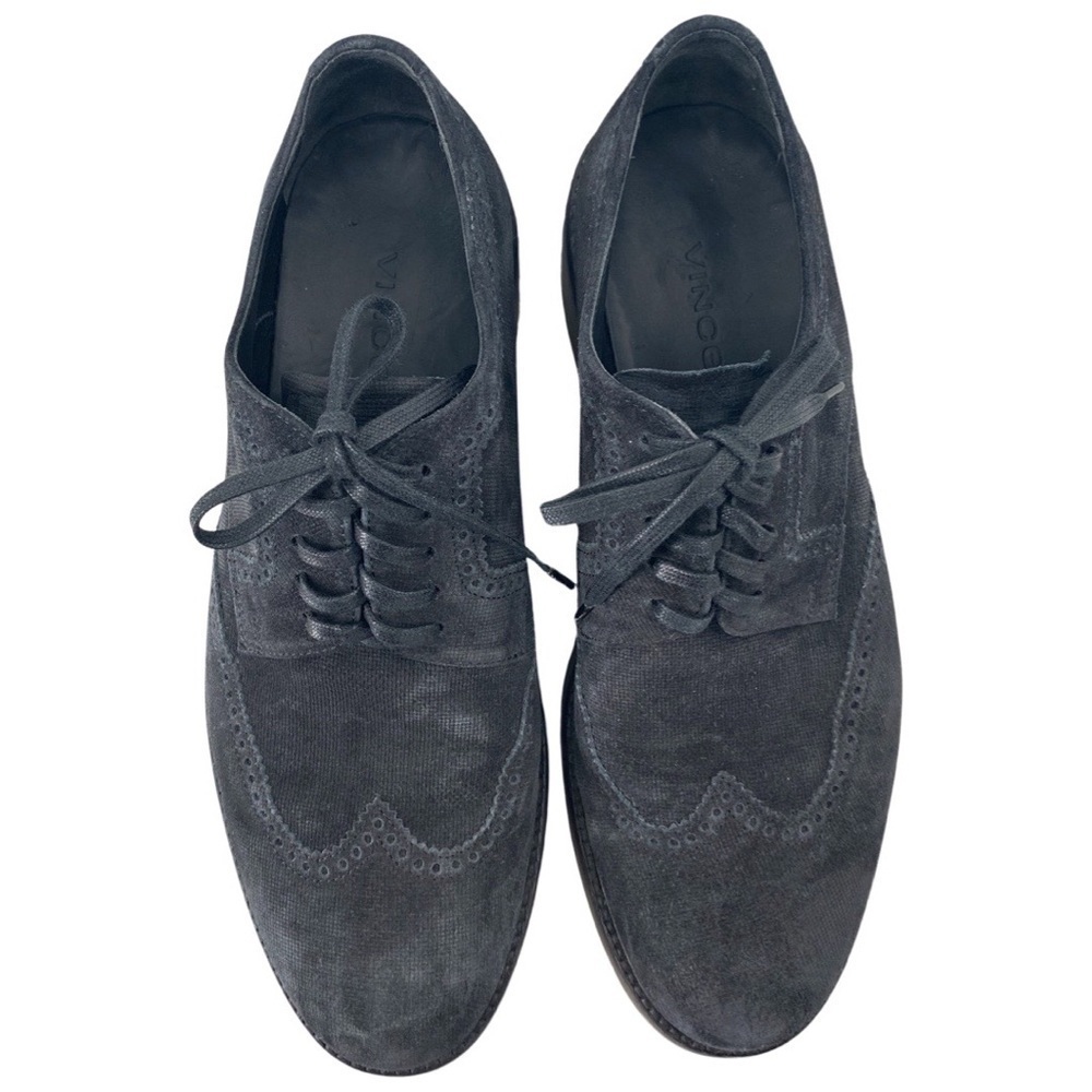 Vince Men’s Stamped Suede Pryce Wingtip Oxford Shoes Charcoal Size 8.5 - Picture 5 of 11